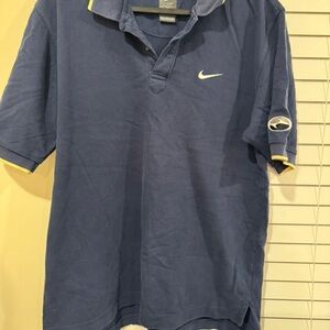 Nike Men's Navy Polo with Yellow Accents